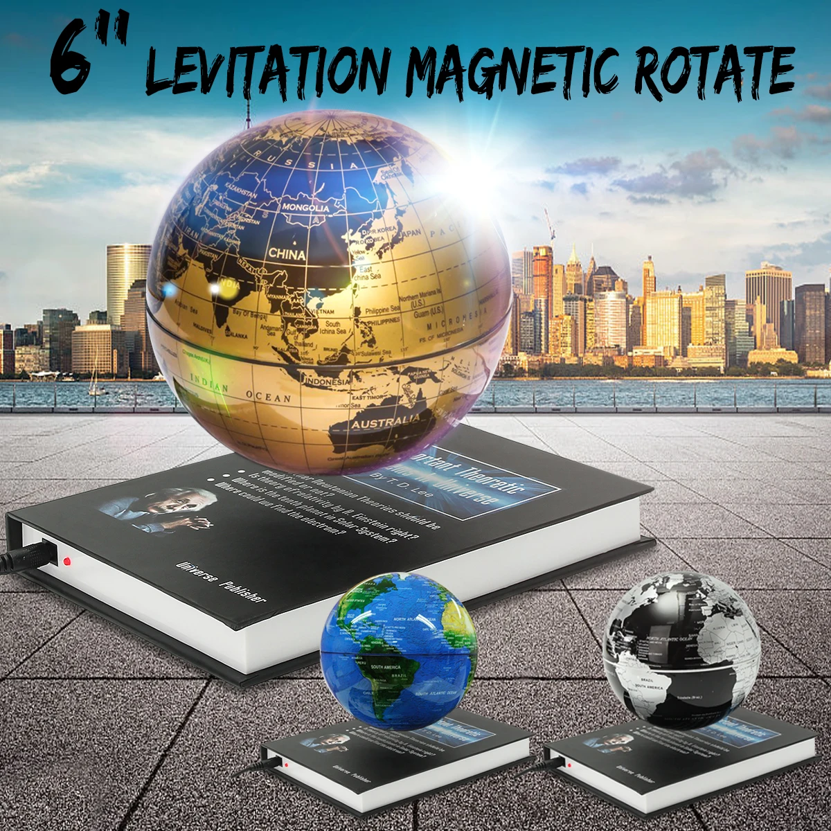 

6 inch Magnetic Levitation Floating Geography Globe Children Educational Toys World Earth Map Home Office Decor Tellurion