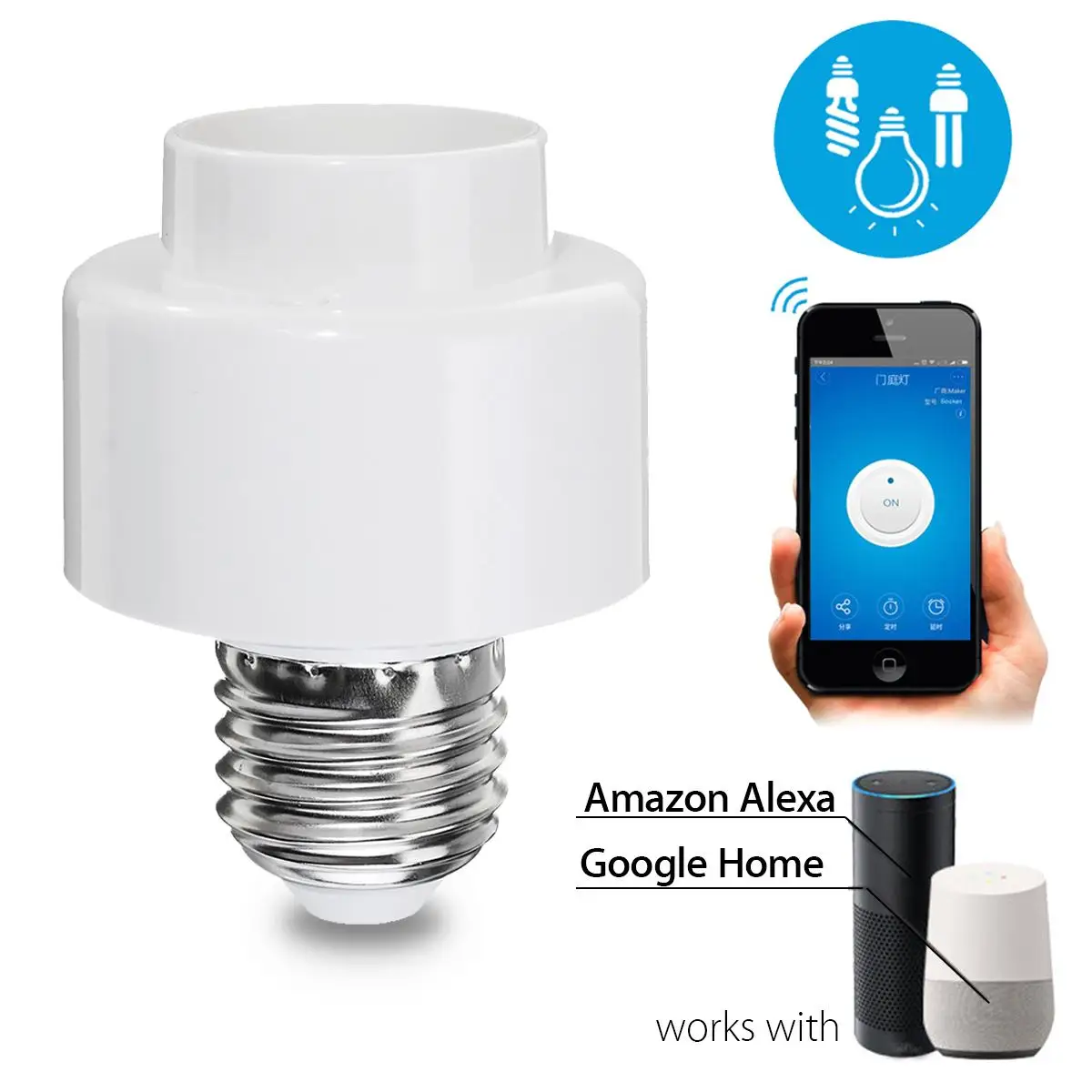 

SONOFF Slampher Wifi Smart Socket Light E27/E26 Holder Wireless Light Lamp Bulbs Holder Converter Work with Alexa Google Home