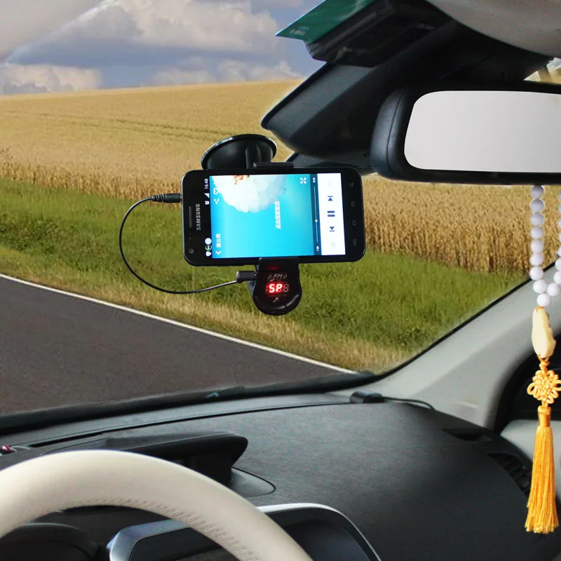 FM09 Автомобильный держатель для телефона с fm-передатчиком и поворотом 360 градусов
