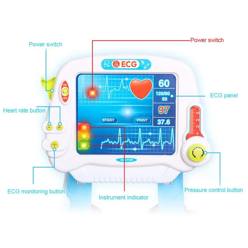 Электрическая электрокардиограмма, медицинские наборы, ролевые игры, стетоскоп, медицинский набор, игрушечная тележка для детей