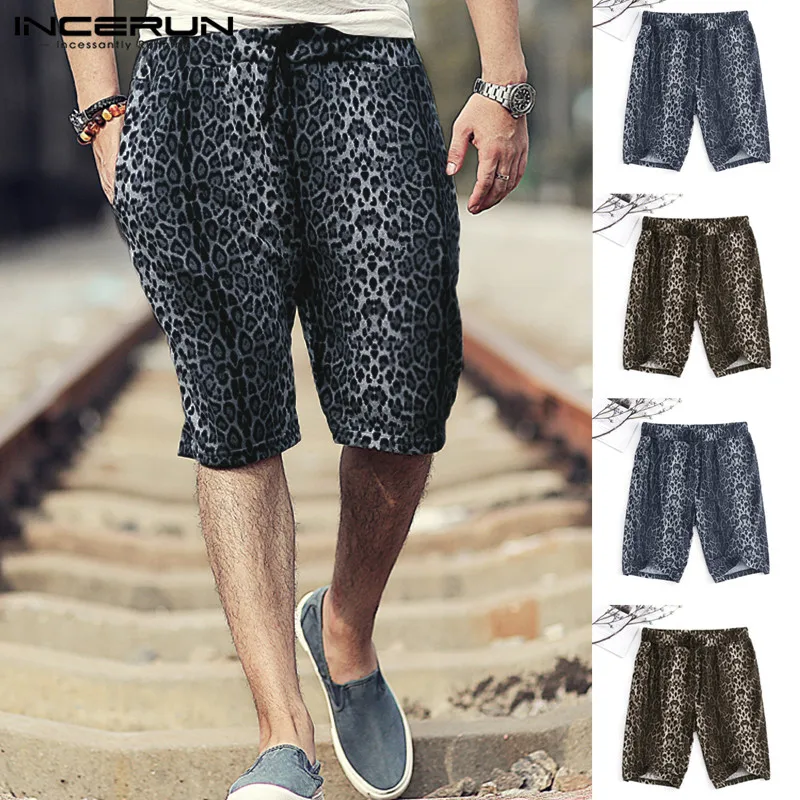 

Casual Shorts Knee-Length Summer 2019 NEW Men Shorts Boardshorts Wild Leopard Loose Bottoms Vacation Beach Hombre S-5XL