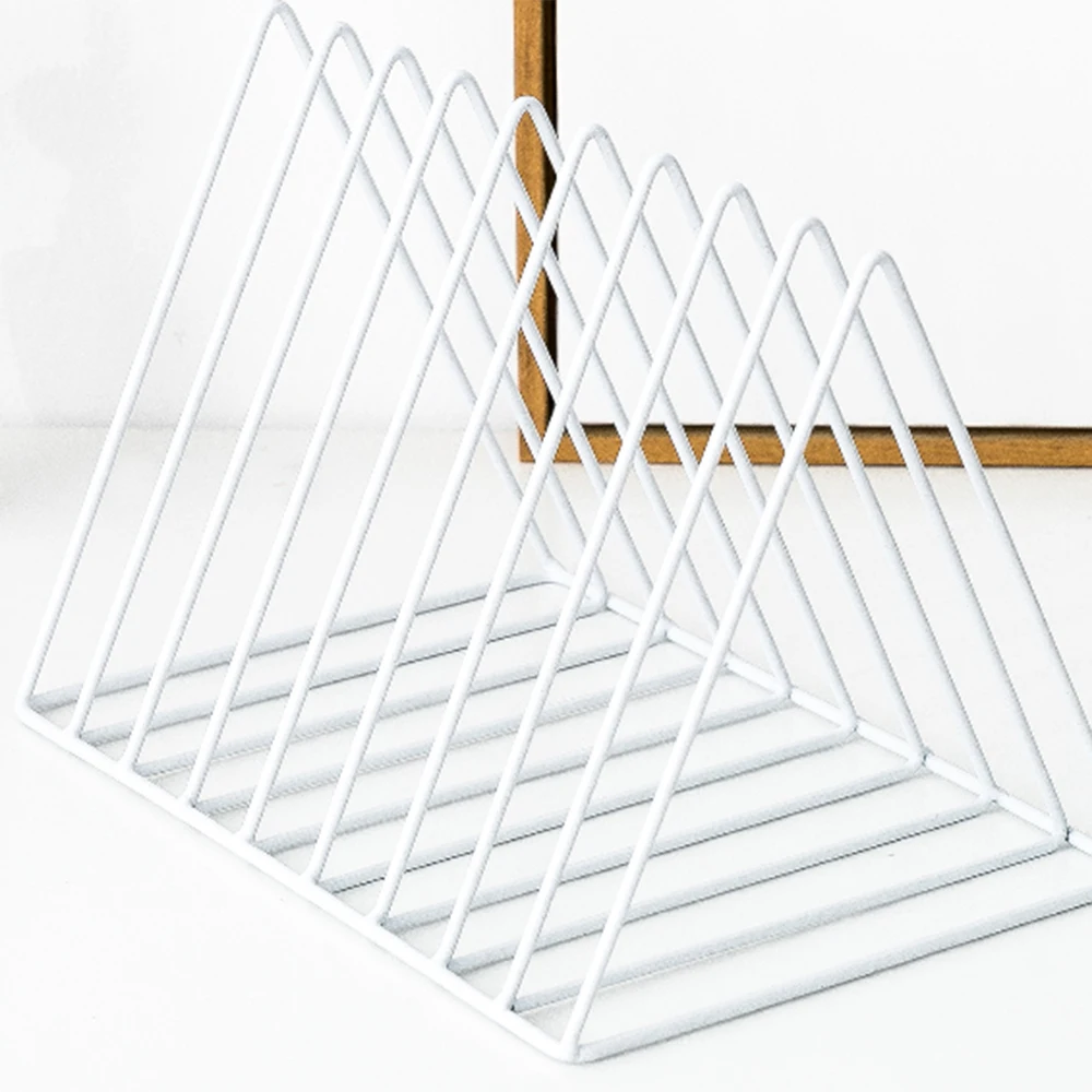 

Triangle File Organizer Wire Collection 9 Section Desktop Iron Storage Rack Bookshelf Magazine Holder for Office Home Decoration