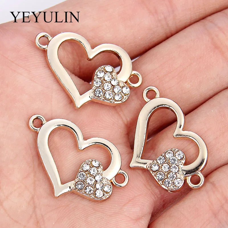 

10 Pcs Gold Love Alloy Crystal Connectors Necklace Charm DIY Fashion Jewelry Findings For Making Earrings Bracelets