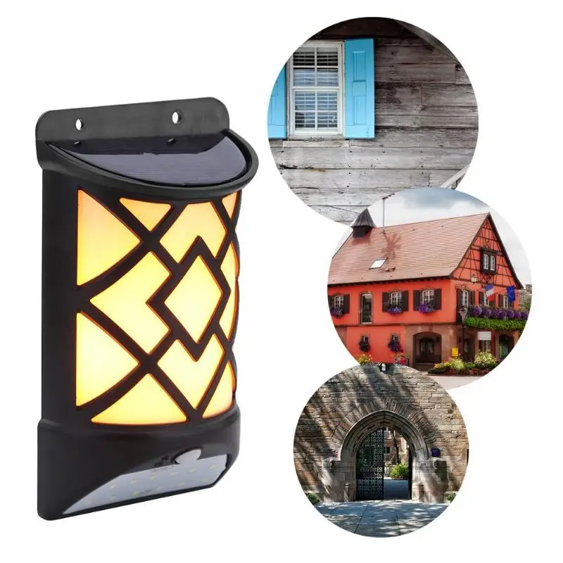 

12/16/20LEDs 2 in 1 Solar Colorful Flame Effect Lamp Motion Sensor Wall Light Waterproof Outdoor Garden Yard Lamp