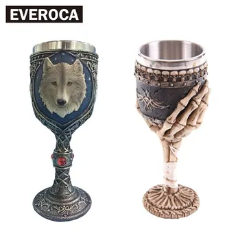 

Originality Human Skeleton Head Palm Human Skeleton Goblet Beer Cup 3d Three-dimensional Stainless Steel Knight Wine Glass