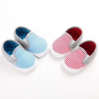 

Canvas Shoes Baby New Solid Infant Anti-slip Baby First Walker Slip On Boys Casual Shoes Canvas Stripe Anti-Slip Soft Sole Shoes