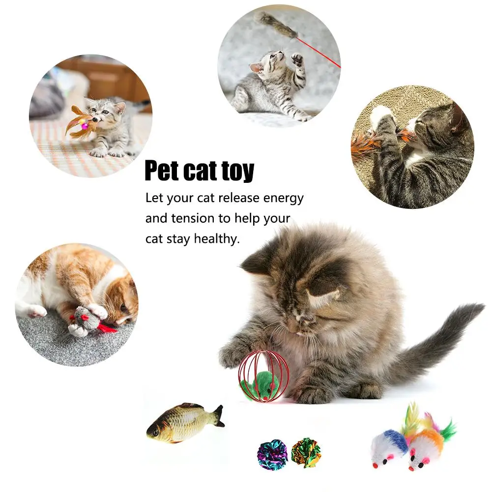 11 шт. набор игрушек для домашних кошек телескопические перья Котик-тизер в форме мыши игрушечная рыба мышь перо цветок мышь для снятия стресса