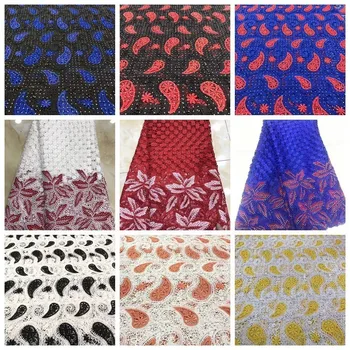 

High Quality African Cord Lace With Stone Fabric Nigerian Guipure Lace Fabrics For Women Latest 2019 African Lace Fabric 5yards