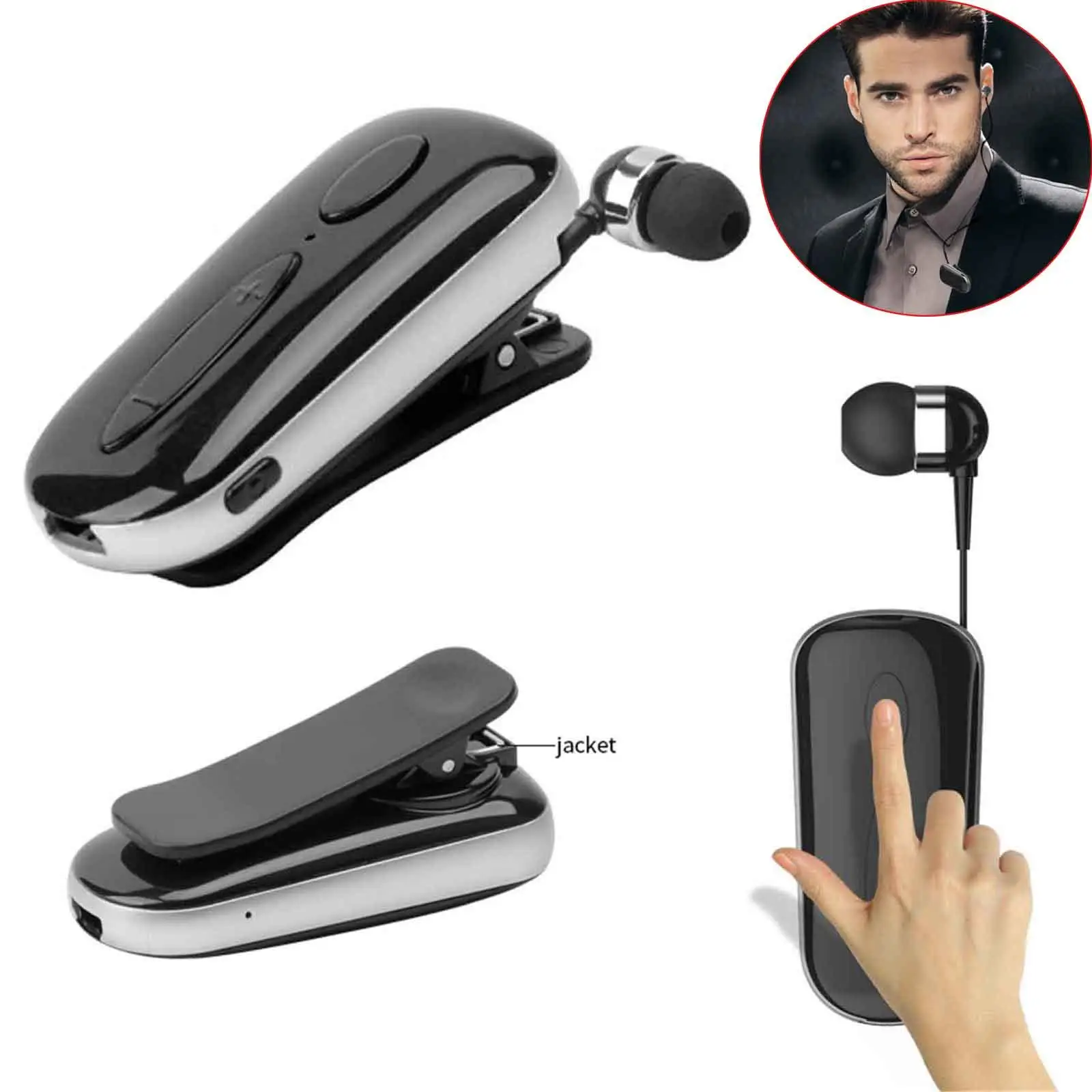 Wireless Headphone Bluetooth Earphone Mini Clip Headset Noise Cancelling for Samsung Galaxy S9 S8 J7 J5 iPhone XR XS X Motorola