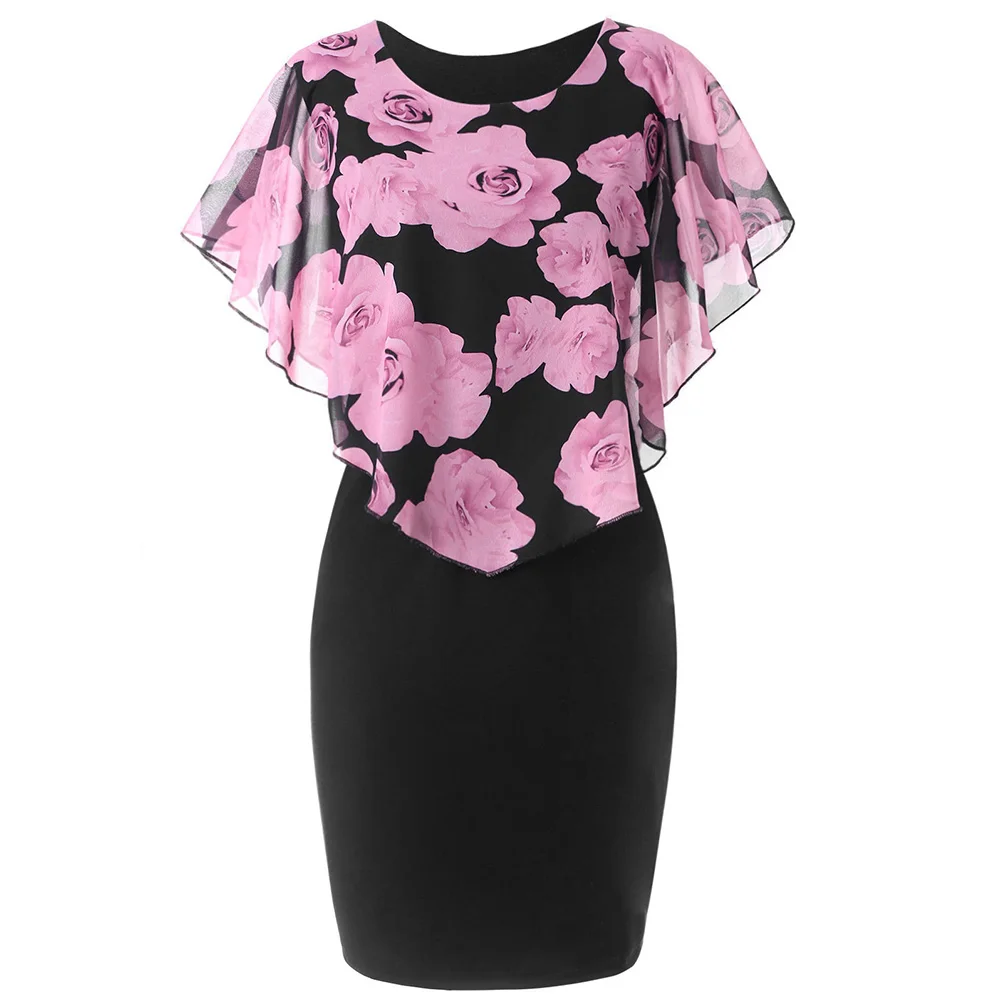 ROSEGAL летнее платье размера плюс 5XL Роза Валентина наложения Capelet Dress женская