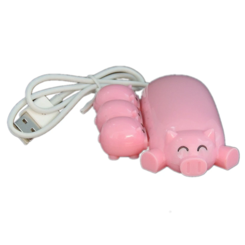 

Lovely Pig Piggy Hub 3 In 1 High Speed USB 2.0 HUB Adapter 3 Ports USB Charger Data Cable with Light Indicator for PC Laptop