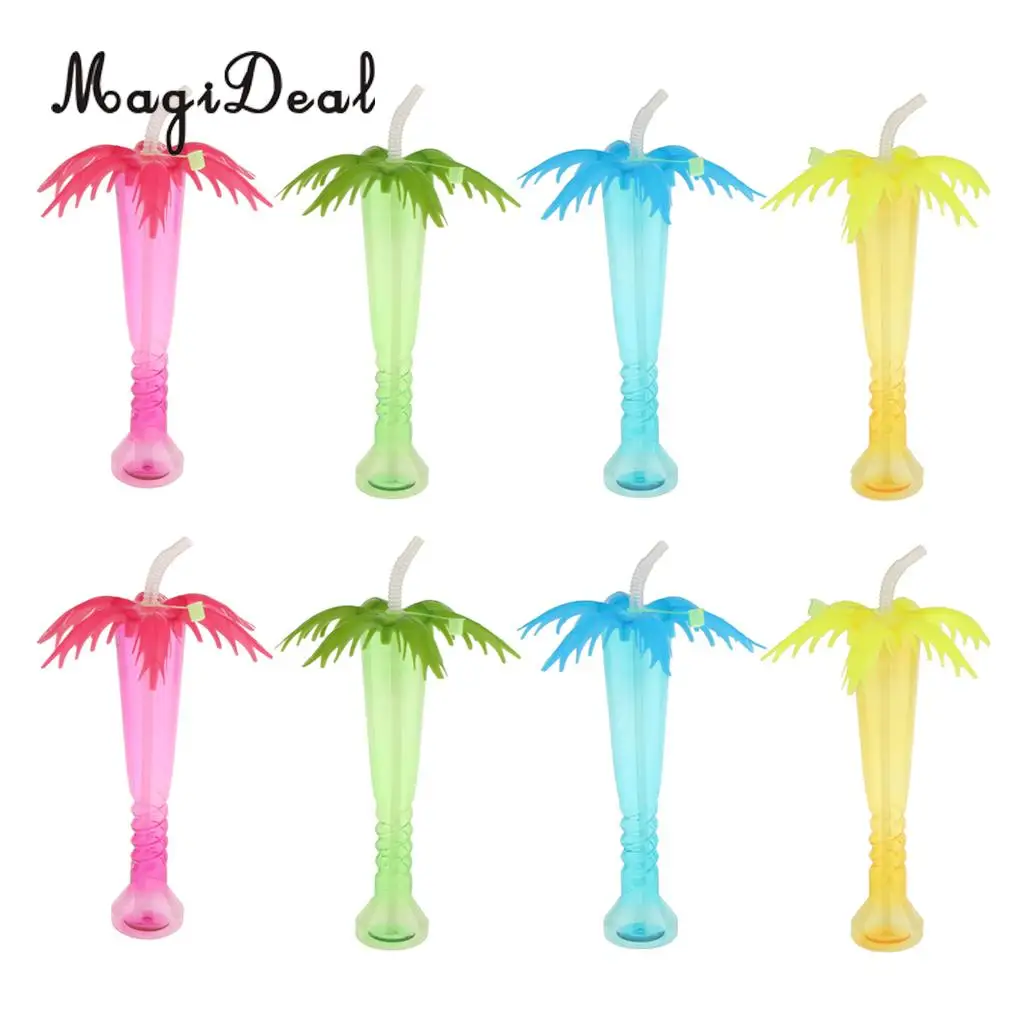 

8pcs Novelty Tropical Palm Tree Luau Yard Cup Hawaiian Summer Beach Party Drinks Cup Party Decorations Photo Prop