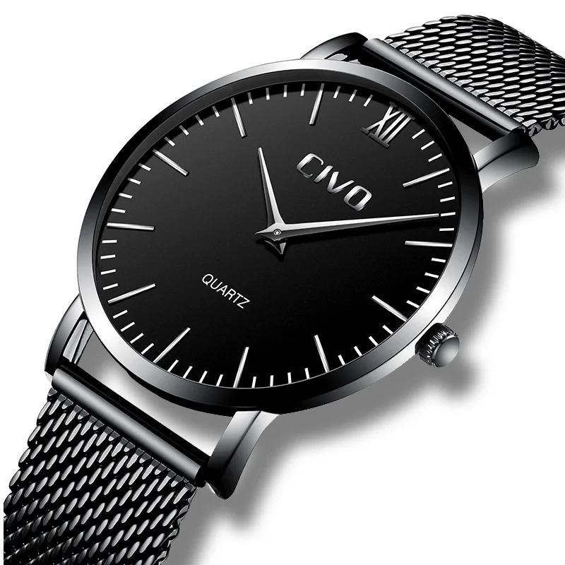 

CIVO Simple Ultra Slim Men Watch Waterproof Stainless Steel Analogue Quartz Watches Mens Clock Relogio Watch Men Erkek Kol Saati