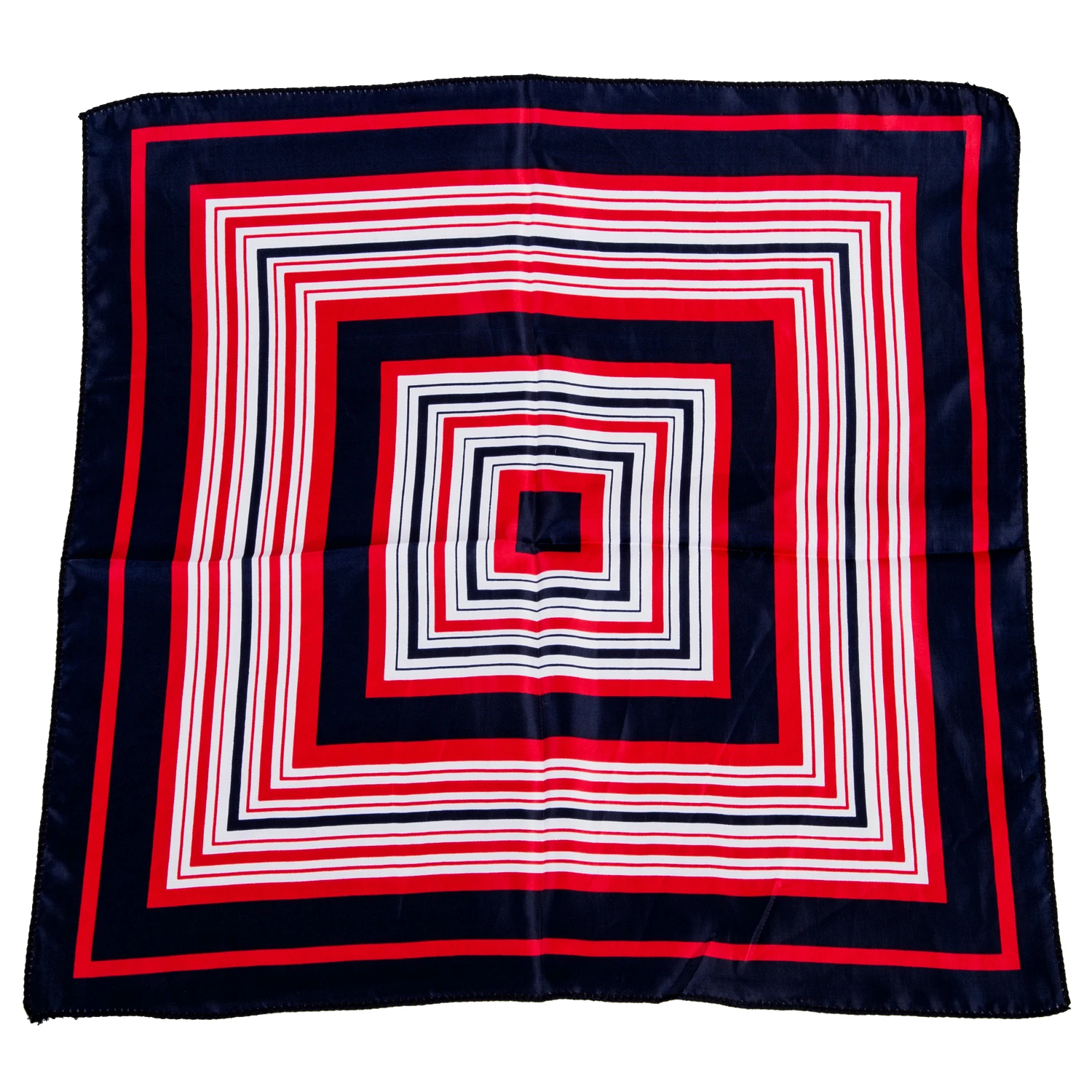 

Lady Dark Blue Red White Stripe Print Square Kerchief Neck Scarf Wrap