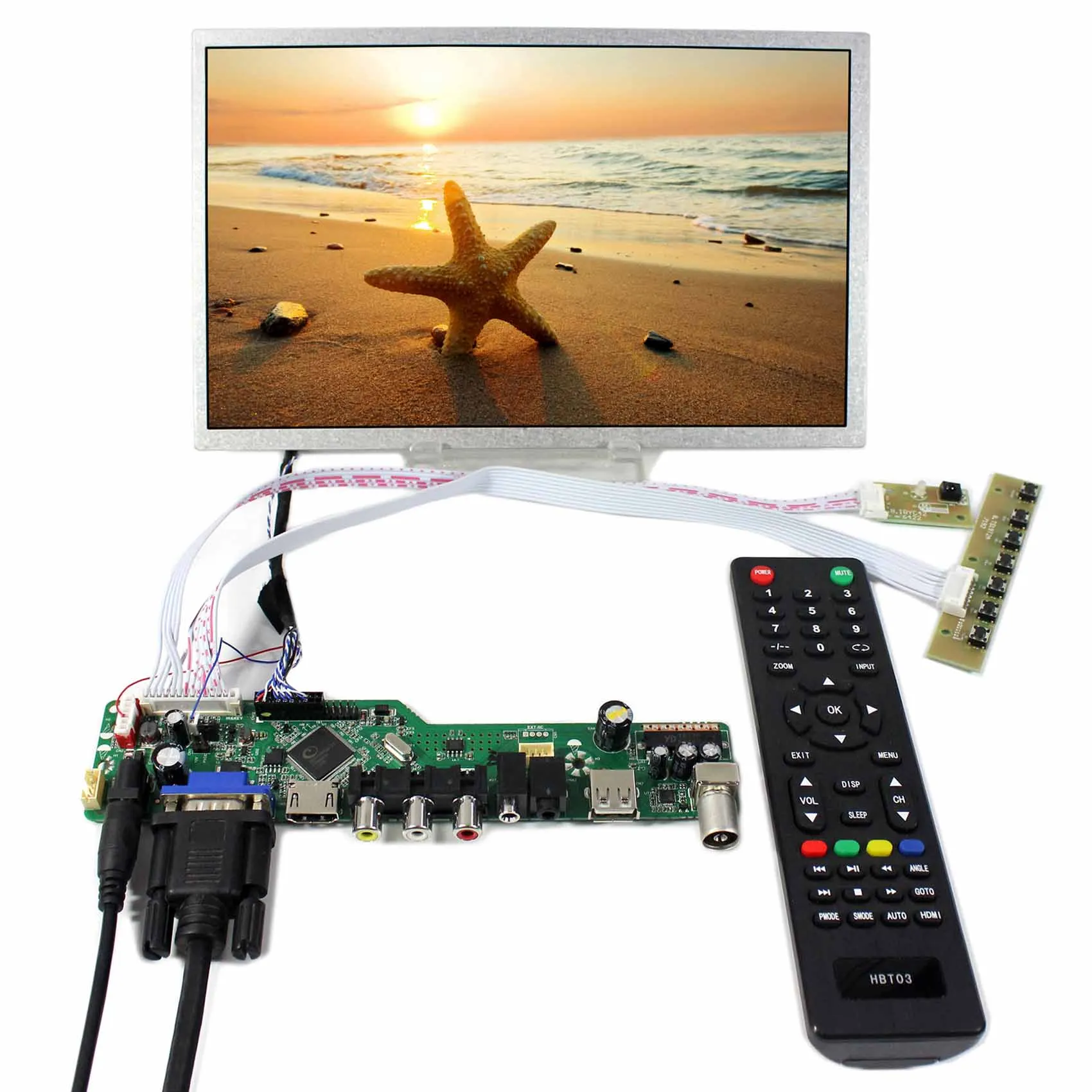 

HD MI VGA AV USB аудио ЖК-контроллер HSD100IFW1 USB Мультимедийный 10,2 дюймовый ЖК-экран CLAA102NA0ACW 1024x600 M.NT68676.2A