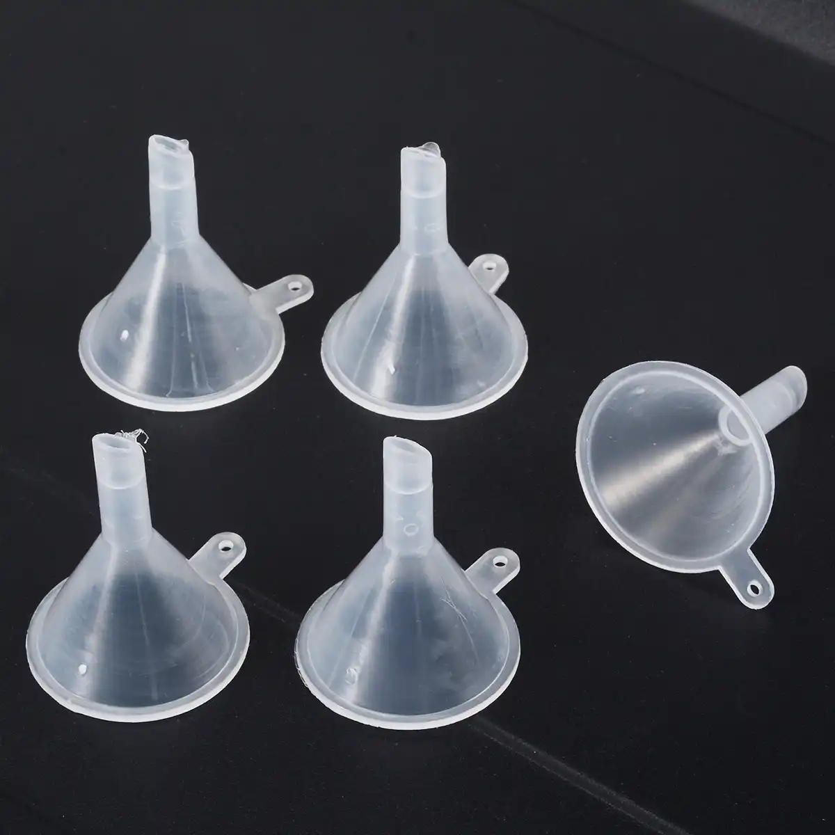 5pcs Clear Plastic Funnels Transparent Funnel Hopper Mini Oil