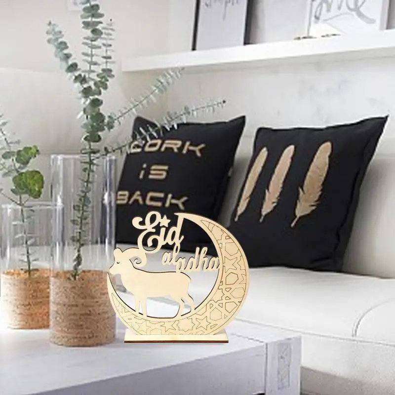 

Islam Eid Ramadan Mubarak DIY Decorations Gift Wooden Pendant Moon And The Sheep Ramadan Set Crescent Home Decor Craft