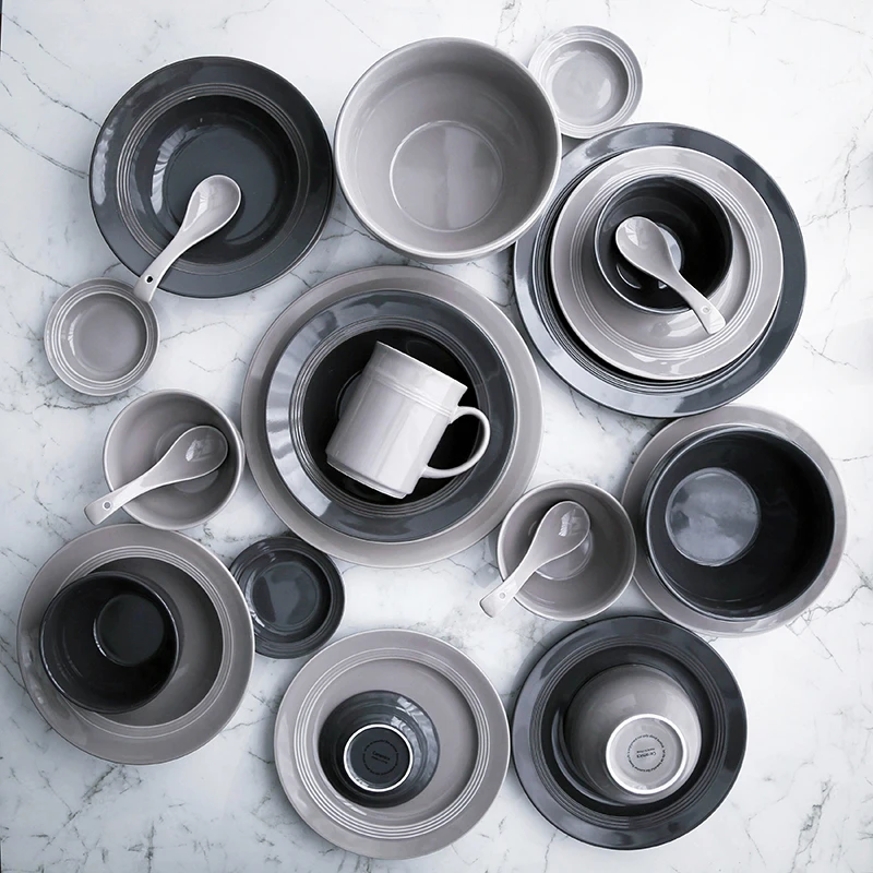 US $68.33 Simple Dishes Set European Tableware Ceramic Bowl Plate Chinese Tableware Set