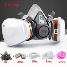 9 In 1 3M 6200 Organic Vapor Gas Mask Assembly 6001 Protective Particulate Filters Safety Work Paint Spray Pesticide Respirator