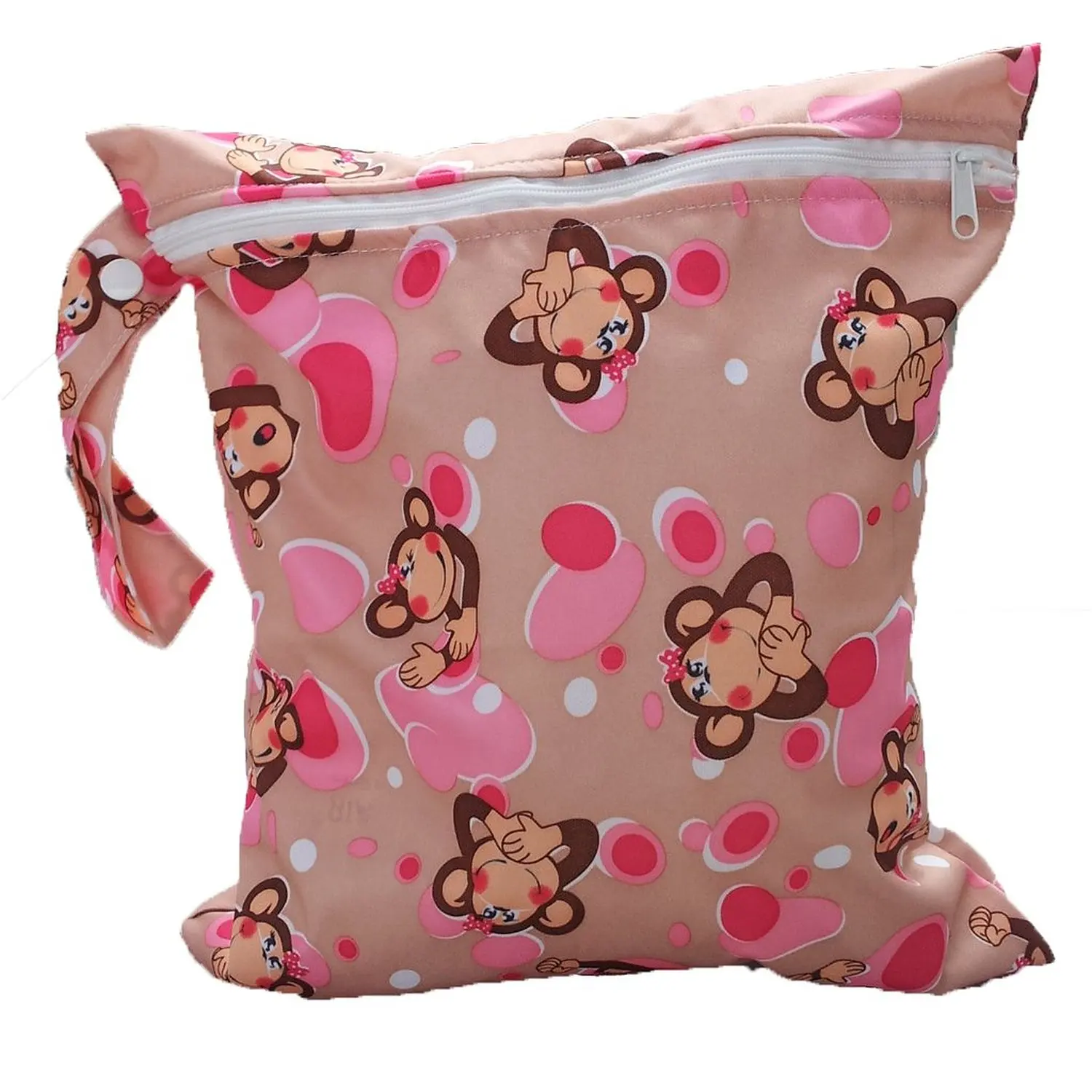 Малыш Водонепроницаемый молнии многоразовая полотняная пеленка сумка с рисунком обезьяны