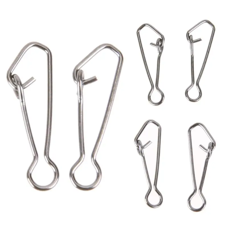 

100pcs Stainless Steel Fishing Swivel Hooked Snap Fishing Hook Line Connect