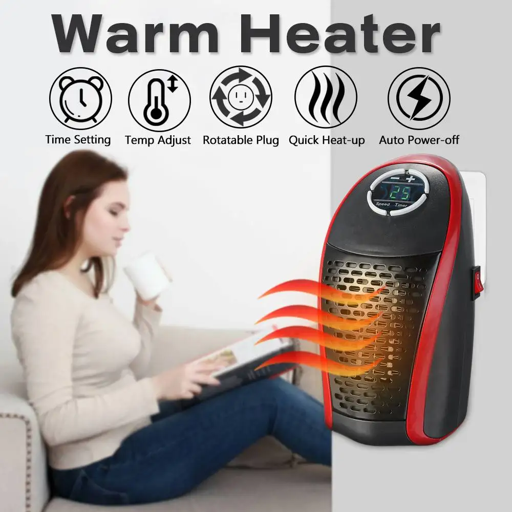 

1Pcs Mini Electric Heater Fan Heater with Remote Controller Household US/EU/UK Wall Handy Heater Stove Radiator Warmer Machine