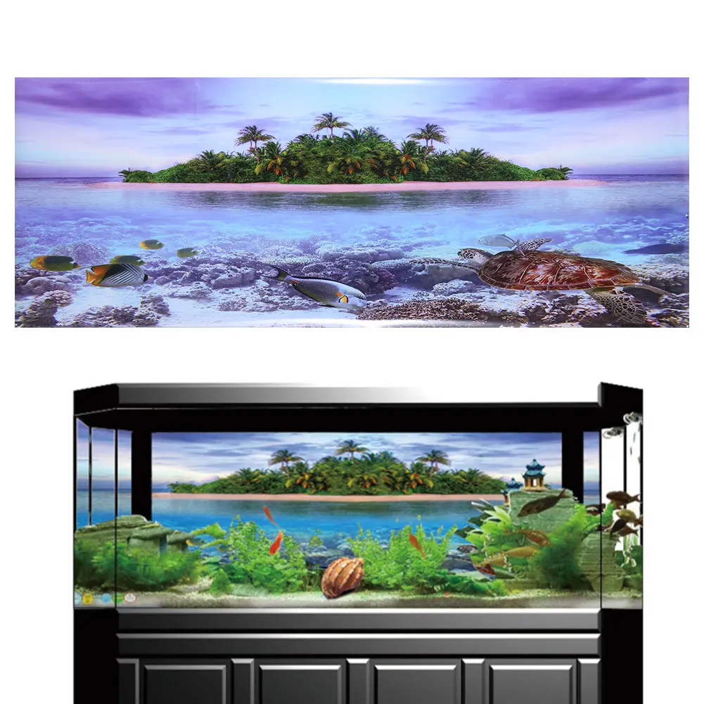 3D фон для аквариума украшение эффект клея кокосовое дерево пляжный постер