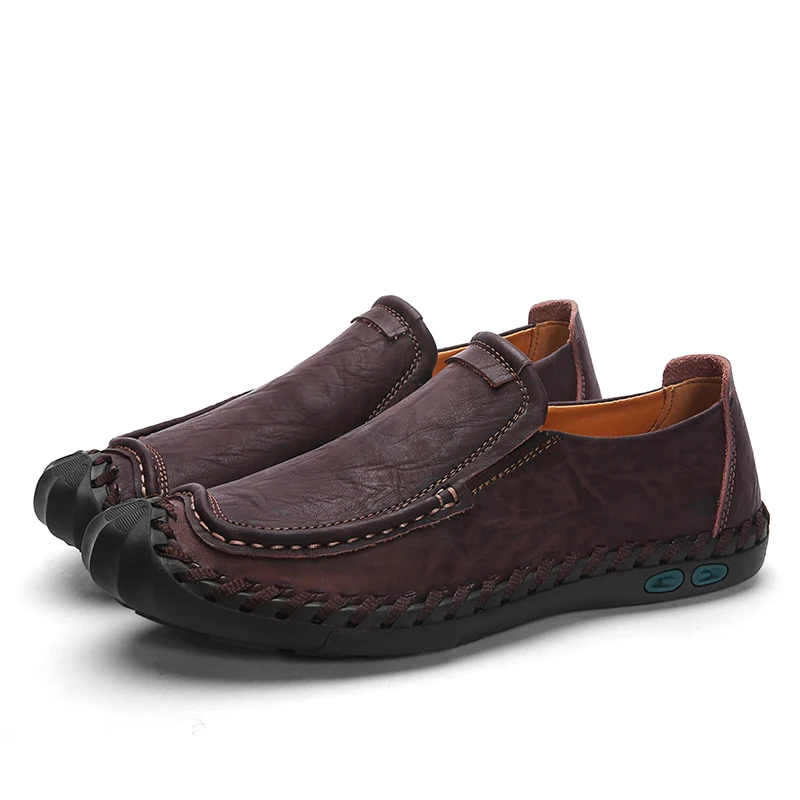 

2019 summer new large size 39-46 leather handmade casual shoes Men Fashion Breathable leather shoes light Comfortable male shoes