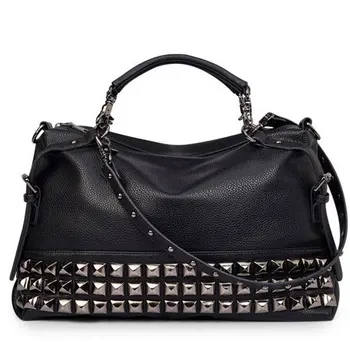 

Women Modern Punk Pu Leather Cross Body Rivet Top-Handle Shoulder Bags Hobo Tote Satchel Handbags For Lady
