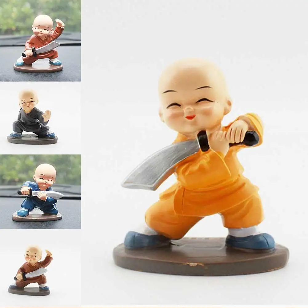 

Car Decoration Creative Doll Ornaments Four Small Dancing Practicing Kongfu Monks Resin Cute Car Ornaments Wholesale Purchasing