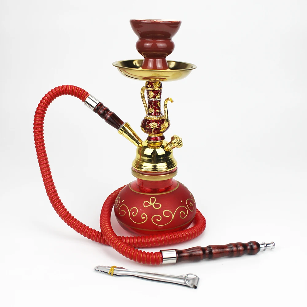 New Style Glass Shisha Set With Single Hose Ceramics Hookah Bowl Metal Tong Magic Lamp Decoration For Narguiles Chicha |