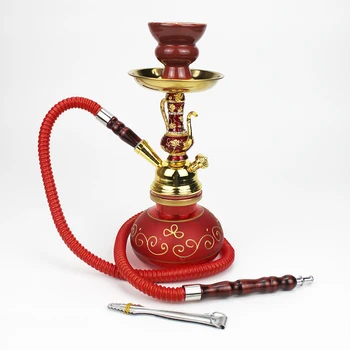 

New Style Glass Shisha Set With Single Hose Ceramics Hookah Bowl Metal Tong Magic Lamp Decoration For Hookah Narguiles Chicha