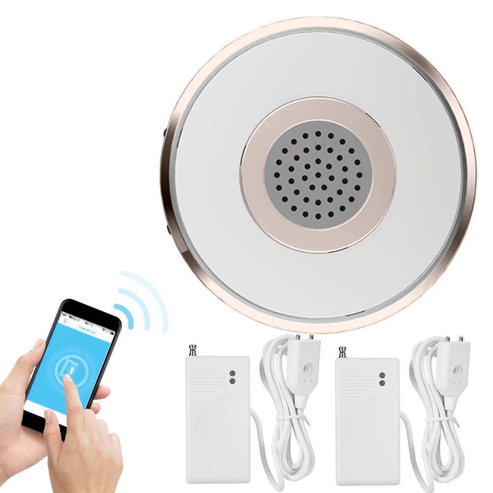

WiFi Water Immersion Flood Leak Alarm Detector with a Night Lamps Support 5 Remote Controls and 20 Wireless 433mhz Accessories