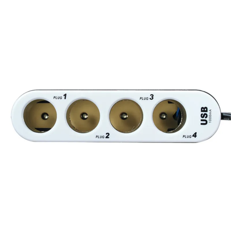 4Way 12 V/24 V розетка для автомобильного прикуривателя Разветвитель USB зарядное устройство адаптер питания 60W USB+ светодиодный светильник переключатель