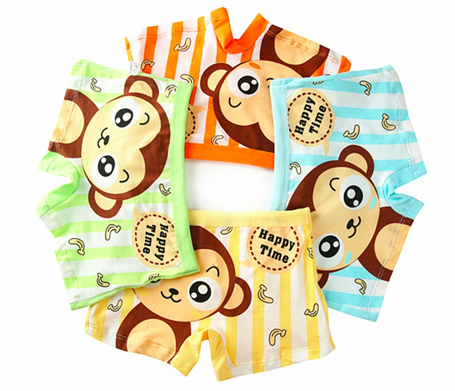 

2018 Sale 4Pcs/lot Boxer Baby Underpants Cute Kids Panties Cartoon Monkey Child Underwear Cotton Shorts For Children Brief