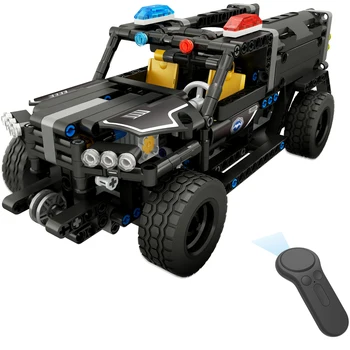 

DIY Assembled 2.4G RC Car Building Block Assembly Remote Control Toy Swat Vehicle 431pcs Blocks Electric Swat Water Gun Car
