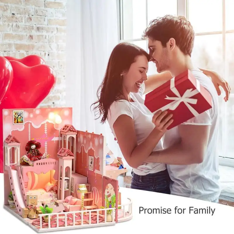 Dream Childhood Miniature DIY Doll House with Furnitures Wooden House Toys