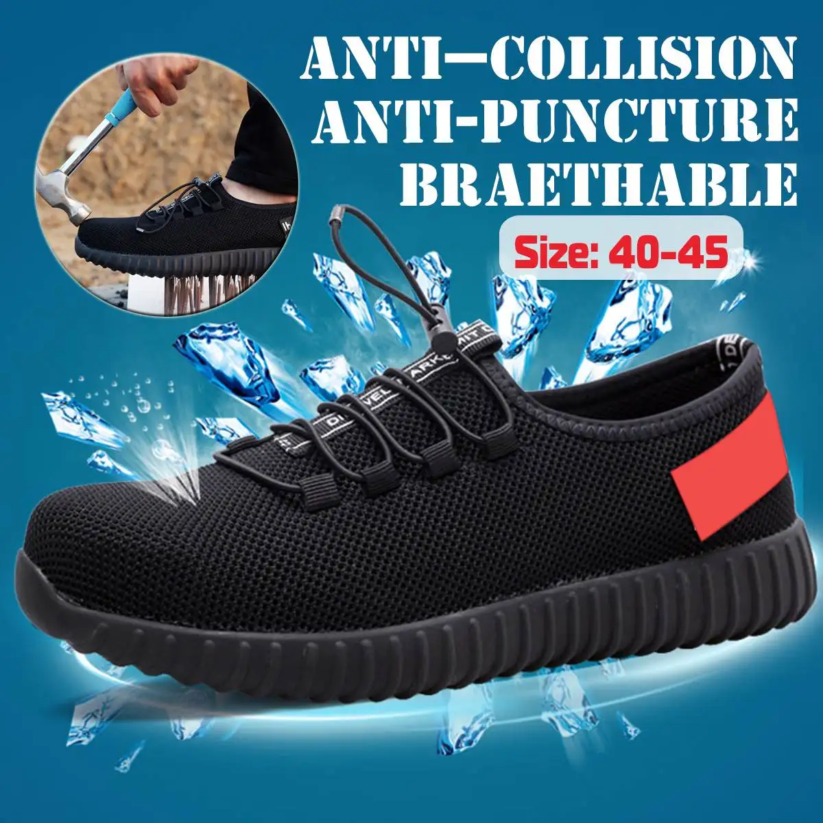 

2019 Men Breathable Safety Shoes Comfortable Steel Toe Cap Anti-slip Puncture Proof Construction Piercing Work Safety Shoes