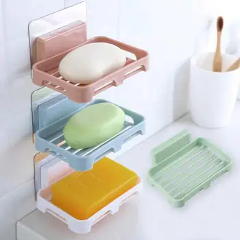 

Plastic Bathroom Shower Soap Box Drain Storage Rack Strong Traceless Soap Holder Soap Dishes Bathroom Accessories