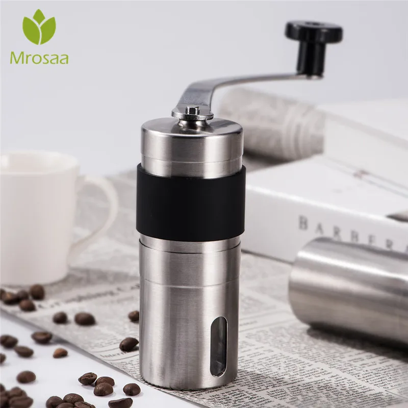 

Mini Manual Ceramic Coffee Grinder Stainless Steel Adjustable Coffee Mill with Storage Rubber Loop Easy Cleaning