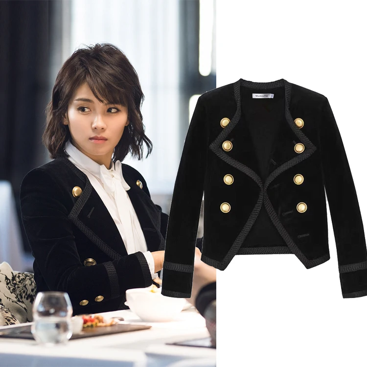 remarkable  Banulin Runway Women Notched Collar Short Jacket Coat 2019 Autumn Winter Double Breasted Suit Femal