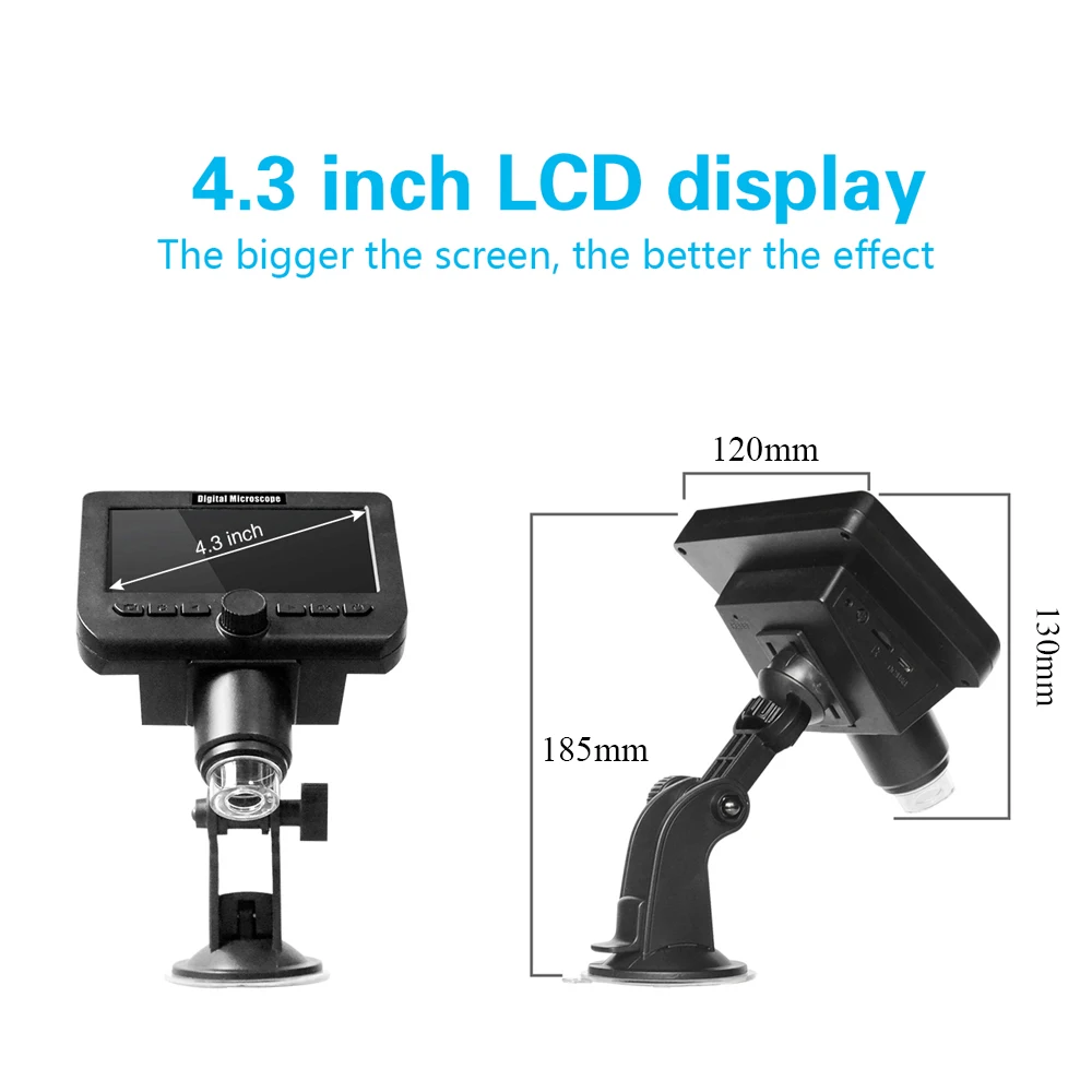 

inskam317 2.0MP Multifunctional Wireless 4.3 Inch Display Screen Microscope with 8 Adjustable Brightness LED Lights Suction