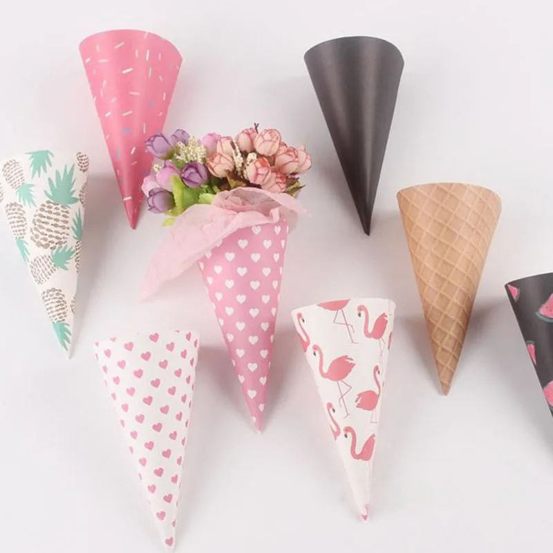 20pcs ice cream cone mini flower wrapping paper gift packaging bouquet