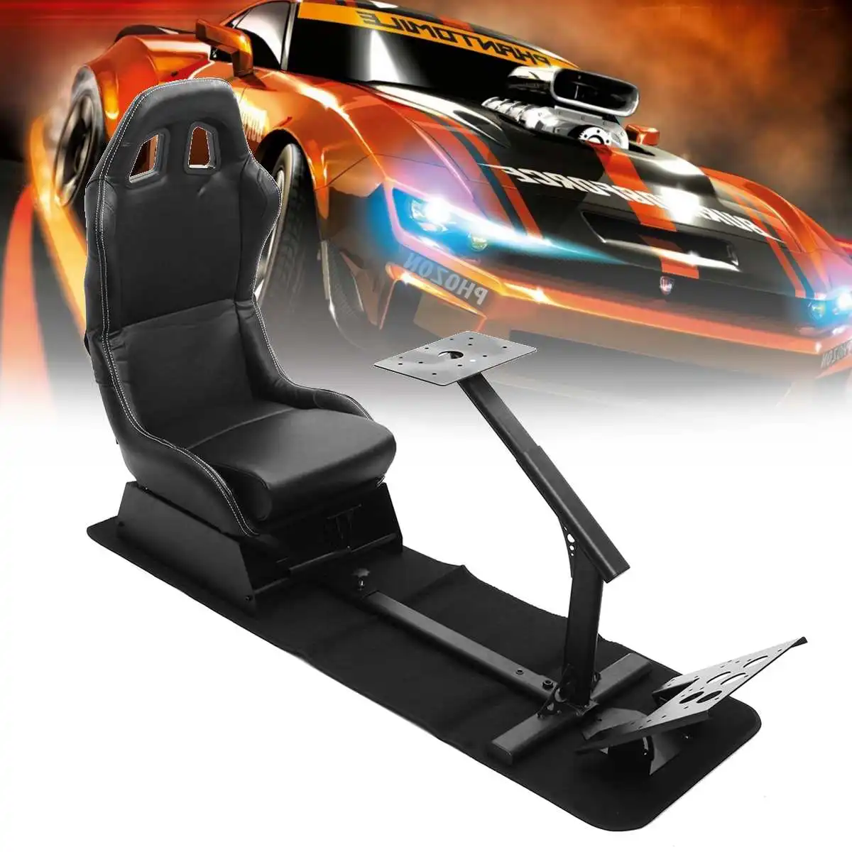 

Support of Steering Wheel Pedal & Gear Holder Folding Simulator Cockpit Racing Seat for Logitech
