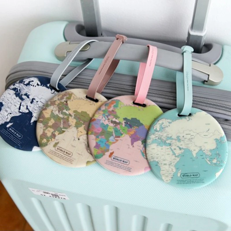 Fashion Map Luggage Tag Women Travel Accessories Silica Gel Suitcase ID