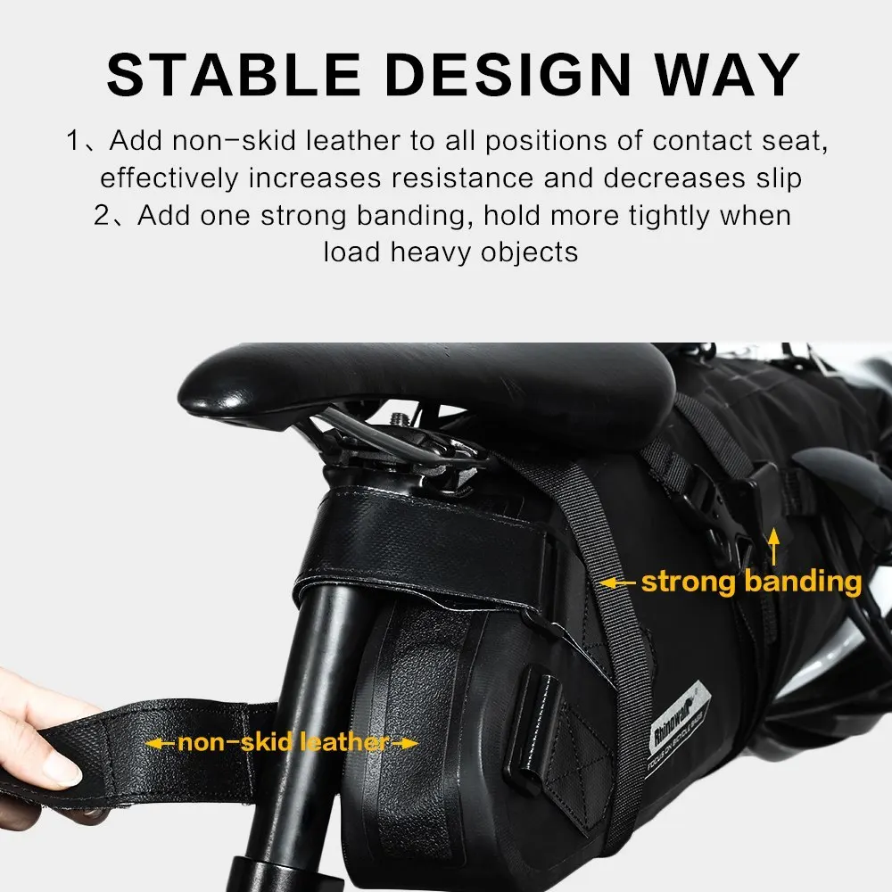 Sale RHINOWALK Bike bag 10L Full Waterproof Bicycle Saddle Bag Road Mountain Bike Cycling Rear Rack Bag Luggage Pannier Accessories 4