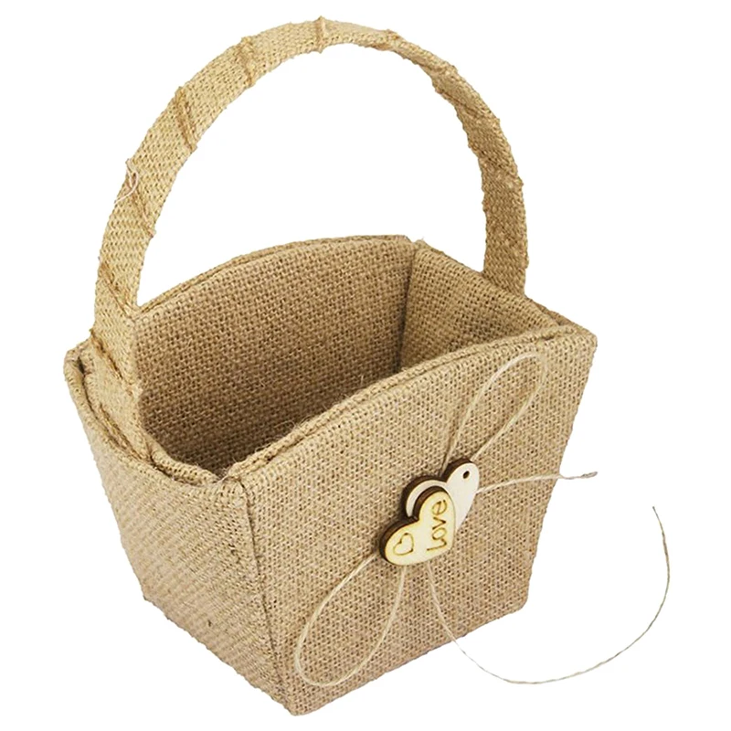 

Vintage Wedding hessian Heart Pendant flower basket