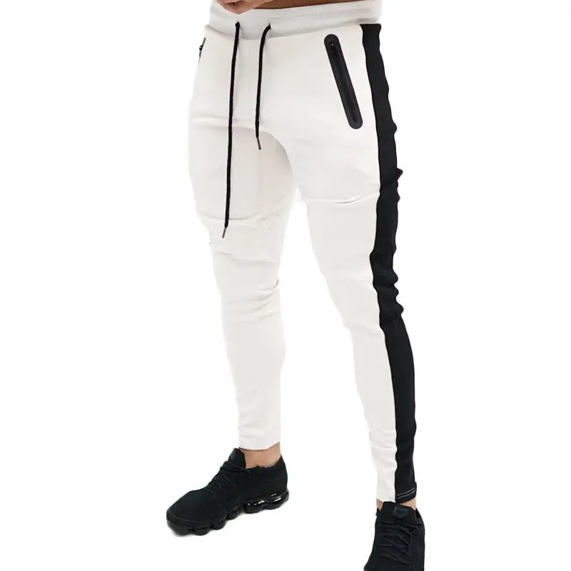 

Mens Slim Fit Pencil Pants cotton Male Vogue Side Striped Elastic Waist Stretch Joggers Pants Sportswear Slacks