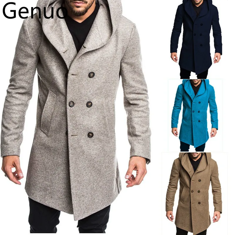 Осень-зима, мужской длинный Тренч, модный бутик, шерстяные пальто, Брендовые мужские тонкие шерстяные ветровки, куртка размера плюс S-3XL