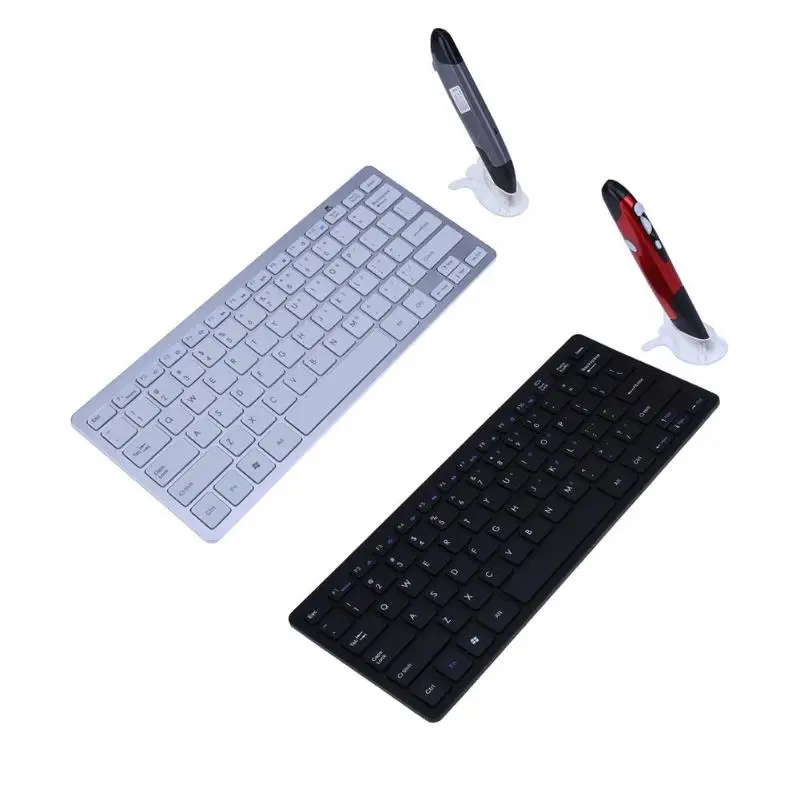 

2.4GHz Wireless Mouse Pen Ultra Slim Keyboard Kit Teclado klavye Combo Set for PC Laptop for Projector PPT Teaching